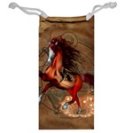 Awesome Horse  With Skull In Red Colors Jewelry Bag Back