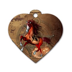 Awesome Horse  With Skull In Red Colors Dog Tag Heart (one Side) by FantasyWorld7