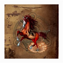 Awesome Horse  With Skull In Red Colors Medium Glasses Cloth by FantasyWorld7