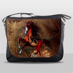 Awesome Horse  With Skull In Red Colors Messenger Bags by FantasyWorld7