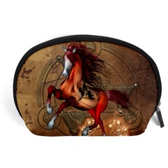 Awesome Horse  With Skull In Red Colors Accessory Pouches (large)  by FantasyWorld7