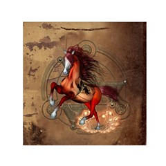 Awesome Horse  With Skull In Red Colors Small Satin Scarf (square) by FantasyWorld7