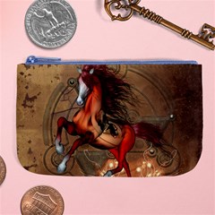 Awesome Horse  With Skull In Red Colors Large Coin Purse by FantasyWorld7