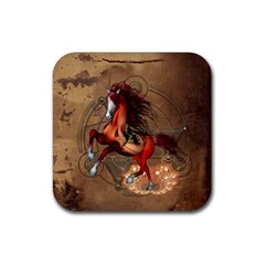 Awesome Horse  With Skull In Red Colors Rubber Coaster (square)  by FantasyWorld7