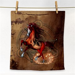 Awesome Horse  With Skull In Red Colors Face Towel by FantasyWorld7