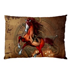 Awesome Horse  With Skull In Red Colors Pillow Case by FantasyWorld7