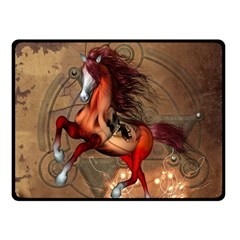 Awesome Horse  With Skull In Red Colors Fleece Blanket (small) by FantasyWorld7