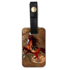 Awesome Horse  With Skull In Red Colors Luggage Tags (one Side)  by FantasyWorld7