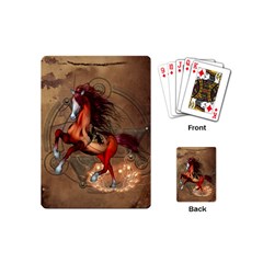 Awesome Horse  With Skull In Red Colors Playing Cards (mini)  by FantasyWorld7