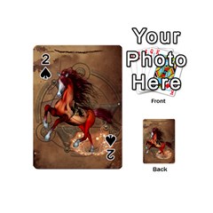 Awesome Horse  With Skull In Red Colors Playing Cards 54 (mini)  by FantasyWorld7