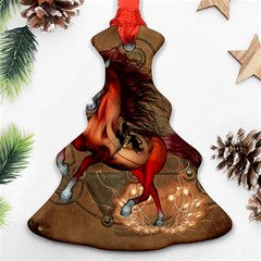 Awesome Horse  With Skull In Red Colors Ornament (christmas Tree)  by FantasyWorld7