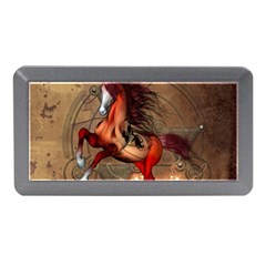 Awesome Horse  With Skull In Red Colors Memory Card Reader (mini) by FantasyWorld7