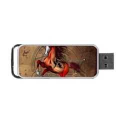 Awesome Horse  With Skull In Red Colors Portable Usb Flash (one Side) by FantasyWorld7