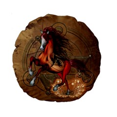 Awesome Horse  With Skull In Red Colors Standard 15  Premium Round Cushions by FantasyWorld7