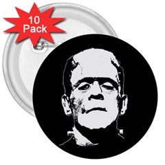 Frankenstein s Monster Halloween 3  Buttons (10 Pack)  by Valentinaart