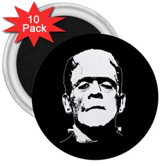 Frankenstein s Monster Halloween 3  Magnets (10 Pack)  by Valentinaart