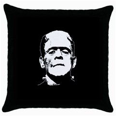 Frankenstein s Monster Halloween Throw Pillow Case (black) by Valentinaart