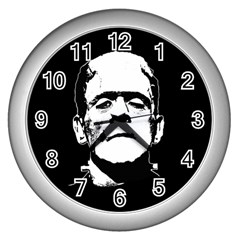 Frankenstein s Monster Halloween Wall Clocks (silver)  by Valentinaart