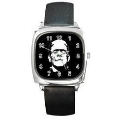 Frankenstein s Monster Halloween Square Metal Watch by Valentinaart