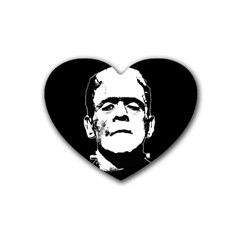 Frankenstein s Monster Halloween Rubber Coaster (heart)  by Valentinaart