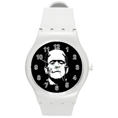 Frankenstein s Monster Halloween Round Plastic Sport Watch (m) by Valentinaart