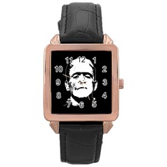 Frankenstein s Monster Halloween Rose Gold Leather Watch  by Valentinaart