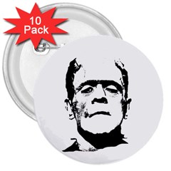 Frankenstein s Monster Halloween 3  Buttons (10 Pack)  by Valentinaart