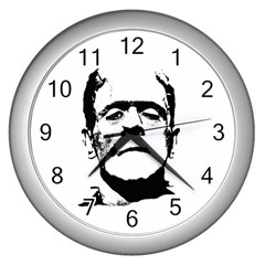 Frankenstein s Monster Halloween Wall Clocks (silver)  by Valentinaart