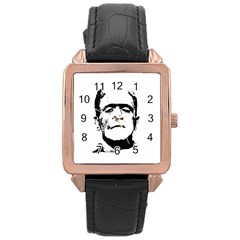 Frankenstein s Monster Halloween Rose Gold Leather Watch  by Valentinaart