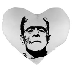 Frankenstein s Monster Halloween Large 19  Premium Flano Heart Shape Cushions by Valentinaart