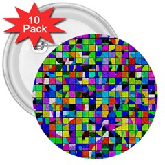 Colorful Squares Pattern                             3  Button (10 Pack) by LalyLauraFLM