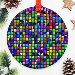 Colorful Squares Pattern                             Ornament (round) by LalyLauraFLM