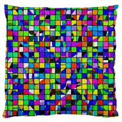 Colorful Squares Pattern                       Large Flano Cushion Case (two Sides) by LalyLauraFLM