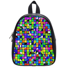 Colorful Squares Pattern                             School Bag (small) by LalyLauraFLM