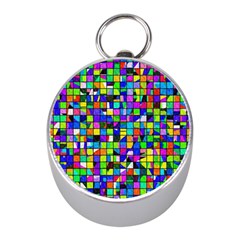 Colorful Squares Pattern                             Silver Compass (mini) by LalyLauraFLM