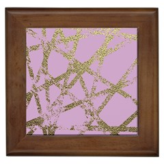 Modern,abstract,hand Painted, Gold Lines, Pink,decorative,contemporary,pattern,elegant,beautiful Framed Tiles by NouveauDesign