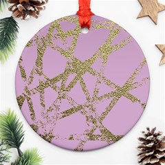 Modern,abstract,hand Painted, Gold Lines, Pink,decorative,contemporary,pattern,elegant,beautiful Ornament (round) by NouveauDesign