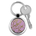 Modern,abstract,hand painted, gold lines, pink,decorative,contemporary,pattern,elegant,beautiful Key Chains (Round)  Front