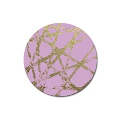 Modern,abstract,hand Painted, Gold Lines, Pink,decorative,contemporary,pattern,elegant,beautiful Magnet 3  (round) by NouveauDesign