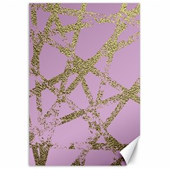 Modern,abstract,hand Painted, Gold Lines, Pink,decorative,contemporary,pattern,elegant,beautiful Canvas 12  X 18   by NouveauDesign