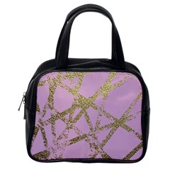 Modern,abstract,hand Painted, Gold Lines, Pink,decorative,contemporary,pattern,elegant,beautiful Classic Handbags (one Side) by NouveauDesign