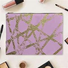 Modern,abstract,hand Painted, Gold Lines, Pink,decorative,contemporary,pattern,elegant,beautiful Cosmetic Bag (xl) by NouveauDesign