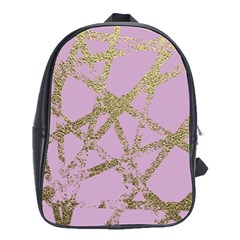 Modern,abstract,hand Painted, Gold Lines, Pink,decorative,contemporary,pattern,elegant,beautiful School Bag (large) by NouveauDesign