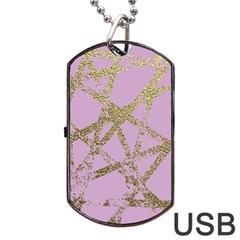 Modern,abstract,hand Painted, Gold Lines, Pink,decorative,contemporary,pattern,elegant,beautiful Dog Tag Usb Flash (one Side) by NouveauDesign