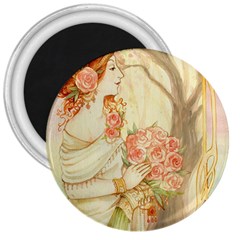 Beautiful Art Nouveau Lady 3  Magnets by NouveauDesign