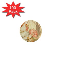 Beautiful Art Nouveau Lady 1  Mini Buttons (100 Pack)  by NouveauDesign