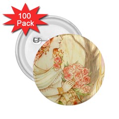 Beautiful Art Nouveau Lady 2 25  Buttons (100 Pack)  by NouveauDesign