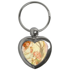 Beautiful Art Nouveau Lady Key Chains (heart)  by NouveauDesign