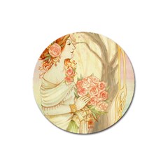 Beautiful Art Nouveau Lady Magnet 3  (round) by NouveauDesign