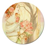 Beautiful Art Nouveau lady Magnet 5  (Round) Front